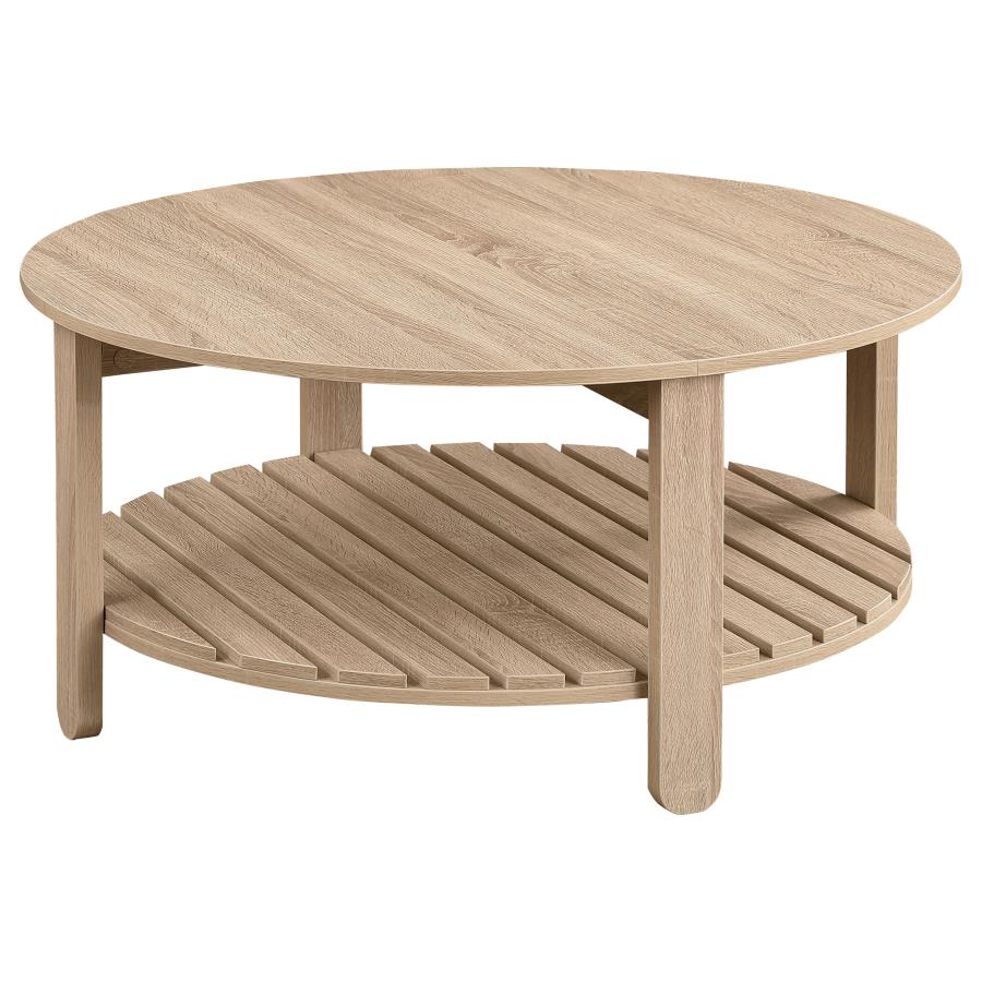 Fowler 1-shelf Round Engineered Wood Coffee Table Natural - 710288