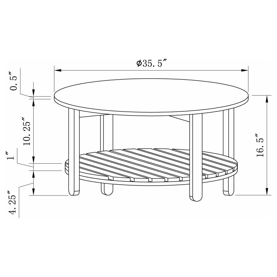 Fowler 1-shelf Round Engineered Wood Coffee Table Natural - 710288