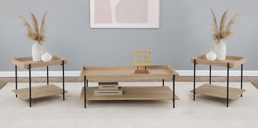 Fallon 3-piece Rectangular Coffee and End Table Set Natural - 710308-S3