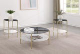 Jonelle 3-piece Round Coffee and End Table Set Gold - 710338-S3