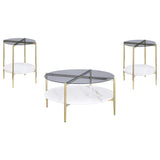 Jonelle 3-piece Round Coffee and End Table Set Gold - 710338-S3