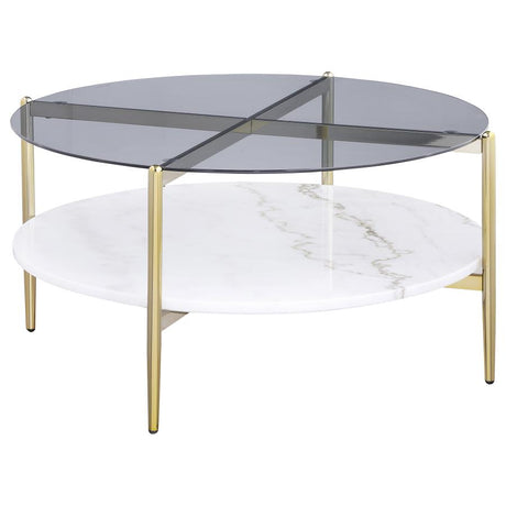 Jonelle 3-piece Round Coffee and End Table Set Gold - 710338-S3