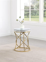 Elise Round Mirror Top Stainless Steel End Table Gold - 710367