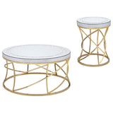 Elise 2-piece Round Mirror Top Coffee and End Table Set Gold - 710368-S2