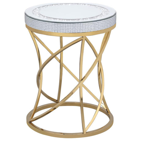 Elise 2-piece Round Mirror Top Coffee and End Table Set Gold - 710368-S2