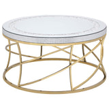 Elise 2-piece Round Mirror Top Coffee and End Table Set Gold - 710368-S2