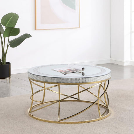 Elise Round Mirror Top Stainless Steel Coffee Table Gold - 710368