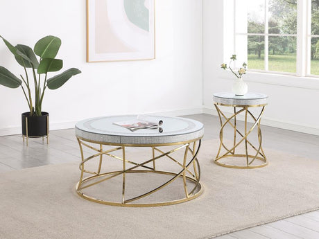 Elise Round Mirror Top Stainless Steel Coffee Table Gold - 710368