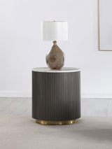 Jason Round Marble Top Side End Table White and Charcoal - 710417