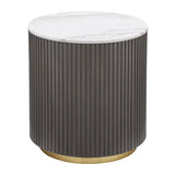 Jason Round Marble Top Side End Table White and Charcoal - 710417