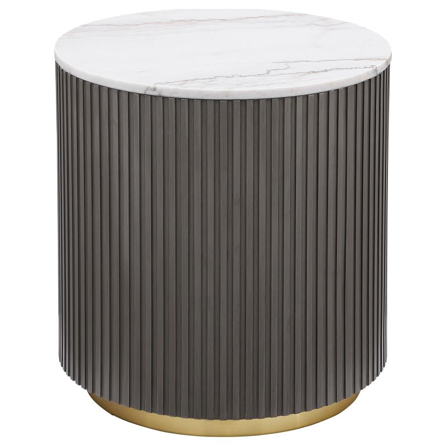 Jason 2-piece Round Marble Coffee and End Table Set White - 710418-S2