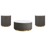 Jason 3-piece Round Marble Coffee and End Table Set White - 710418-S3