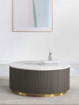 Jason Round Marble Top Coffee Table White and Charcoal - 710418