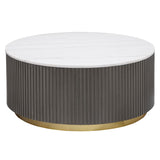 Jason Round Marble Top Coffee Table White and Charcoal - 710418