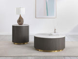 Jason Round Marble Top Coffee Table White and Charcoal - 710418