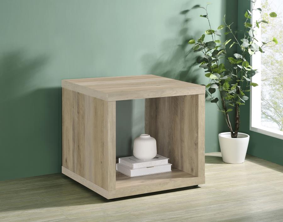 Frisco Square Engineered Wood Side End Table Distressed Pine - 710517