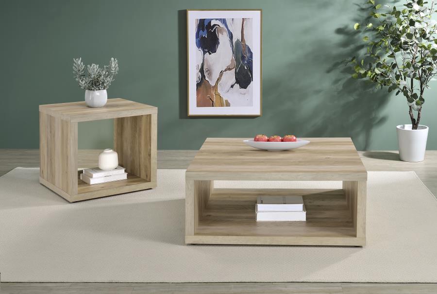 Frisco Square Engineered Wood Side End Table Distressed Pine - 710517