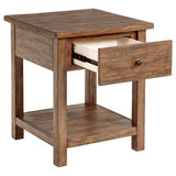 Payne 1-drawer Wood End Table with Shelf Distressed Brown - 710547