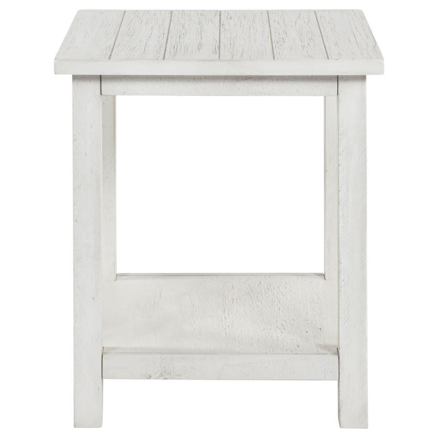 Payne Wood End Table with Shelf Distressed White - 710556