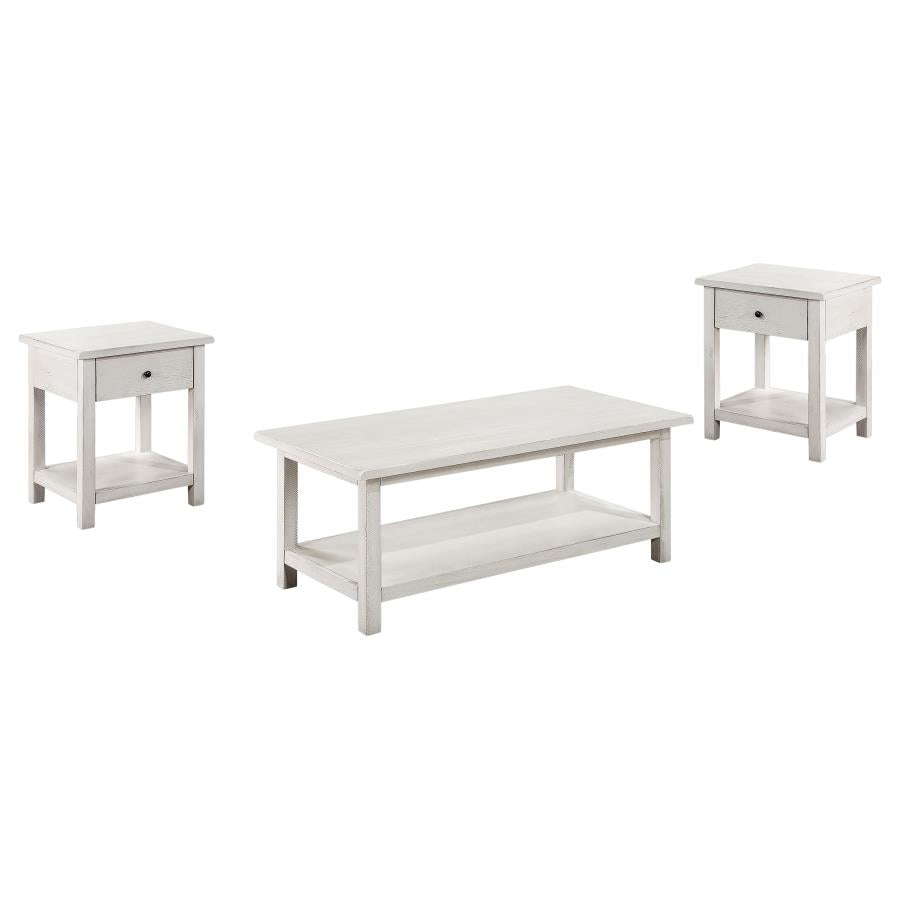 Payne 3-piece Coffee and 1-drawer End Table Set White - 710558-S3