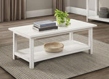 Payne Wood Coffee Table with Shelf Distressed White - 710558