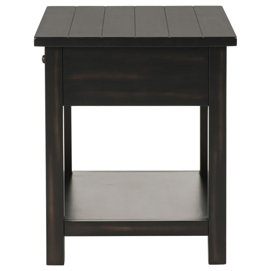 Payne 1-drawer Wood End Table with Shelf Distressed Java - 710567