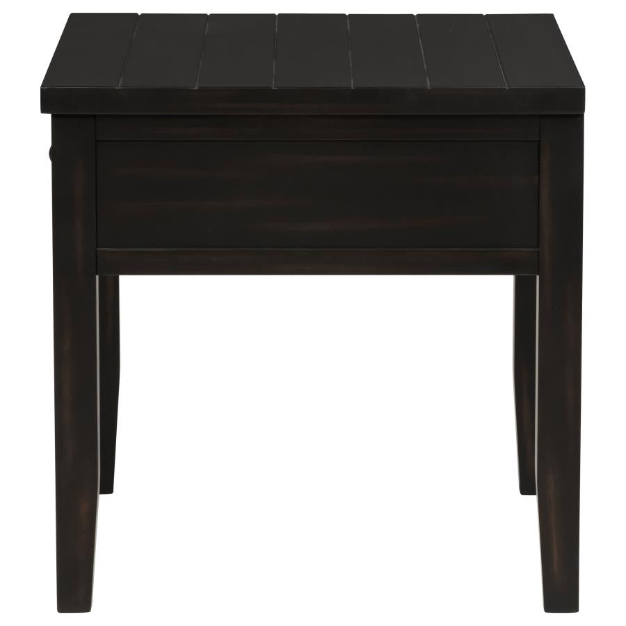 Concord 1-drawer Square End Table Distressed Java - 710577