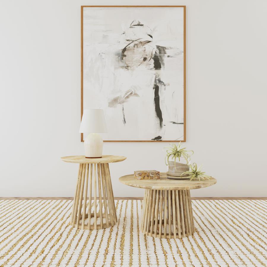 Touhy 2-piece Round Coffee and End Table Set Natural Mango - 710608-S2