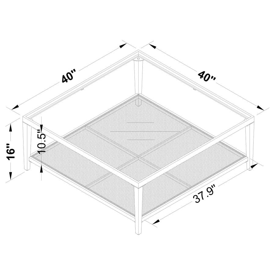 Amherst Glass Top Metal with Cane Shelf Coffee Table Black - 710658