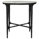 Hermas Round Genuine Marble Top Metal End Side Table White - 710737