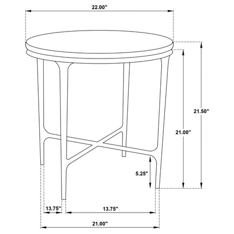 Hermas Round Genuine Marble Top Metal End Side Table White - 710737