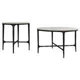 Hermas 2-piece Round Marble Coffee and End Table Set White - 710738-S2