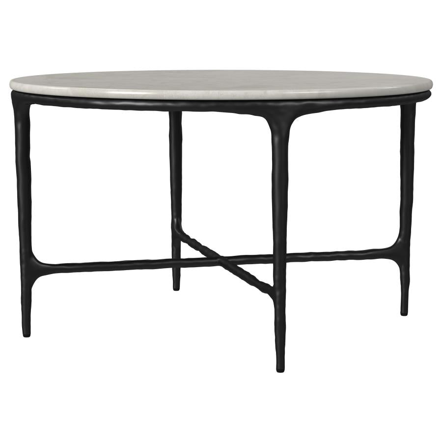 Hermas 3-piece Round Marble Coffee and End Table Set White - 710738-S3