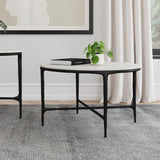 Hermas Round Genuine Marble Top Metal Coffee Table White - 710738