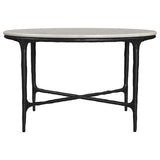 Hermas Round Genuine Marble Top Metal Coffee Table White - 710738