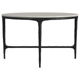 Hermas Round Genuine Marble Top Metal Coffee Table White - 710738