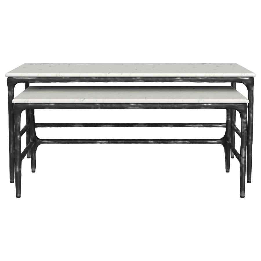 Ebby 2-piece Genuine Marble Top Nesting Coffee Tables White - 710740