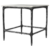Ebby Square Genuine Marble Top Metal End Table White - 710747
