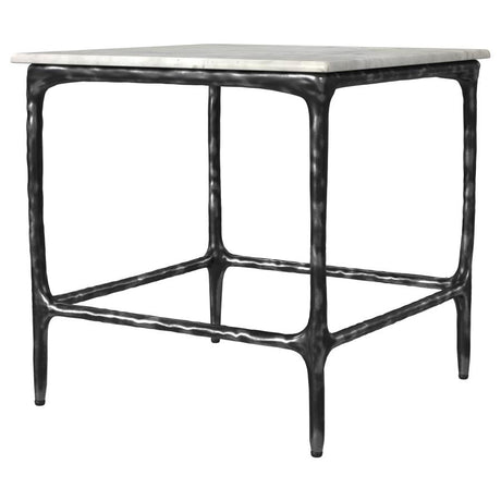 Ebby Square Genuine Marble Top Metal End Table White - 710747