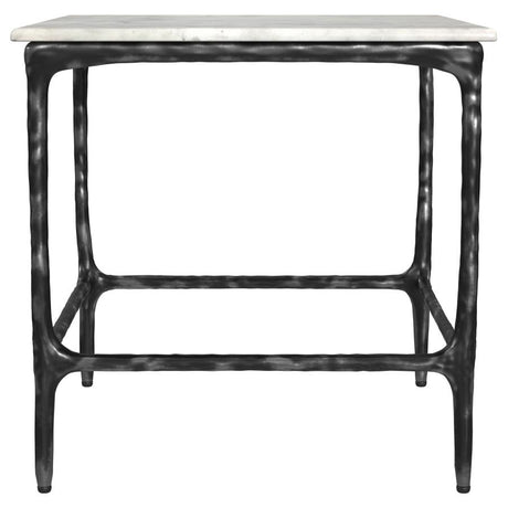 Ebby Square Genuine Marble Top Metal End Table White - 710747