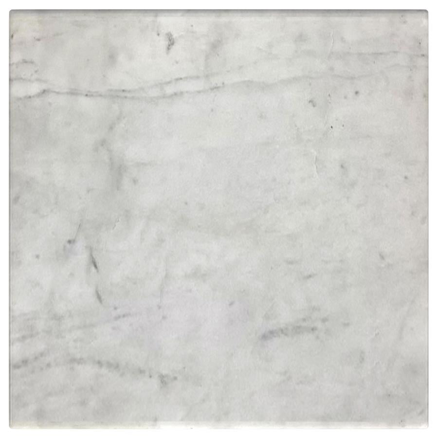 Ebby Square Genuine Marble Top Metal End Table White - 710747