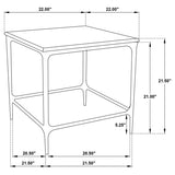 Ebby Square Genuine Marble Top Metal End Table White - 710747