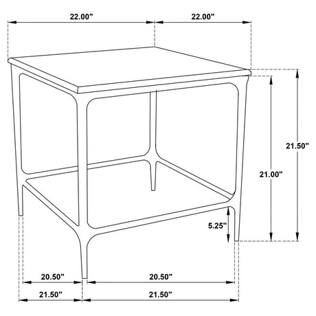 Ebby Square Genuine Marble Top Metal End Table White - 710747