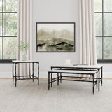 Ebby Square Genuine Marble Top Metal End Table White - 710747