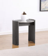 Gladstone Round Faux Marble Top End Table Distressed Grey - 710757