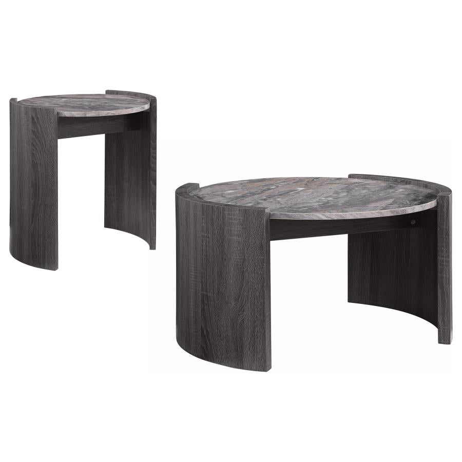 Gladstone 2-piece Coffee and End Table Set Distressed Grey - 710758-S2