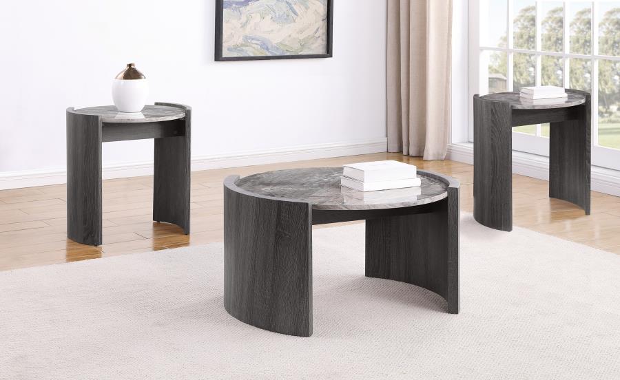Gladstone 3-piece Coffee and End Table Set Distressed Grey - 710758-S3