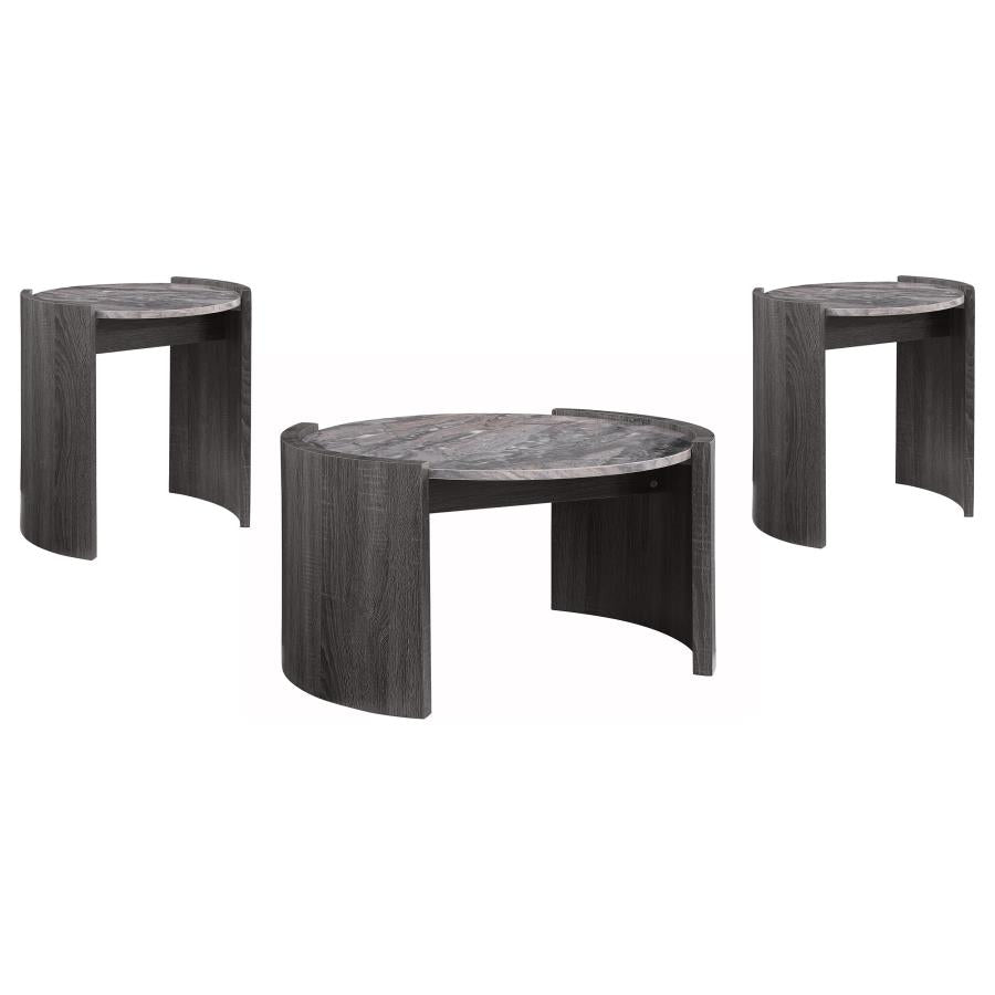 Gladstone 3-piece Coffee and End Table Set Distressed Grey - 710758-S3