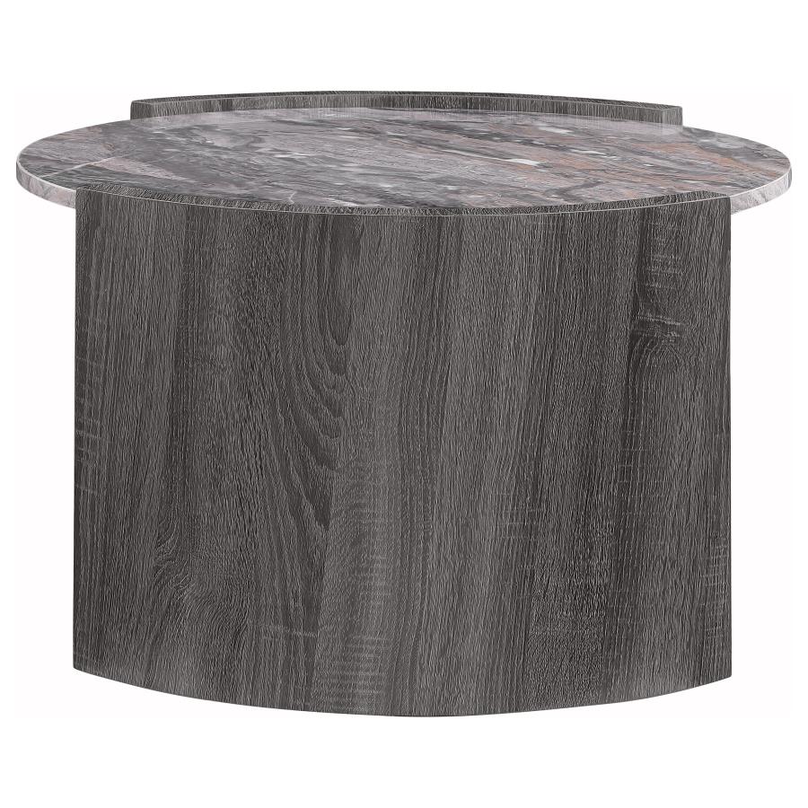 Gladstone Round Faux Marble Top Coffee Table Distressed Grey - 710758