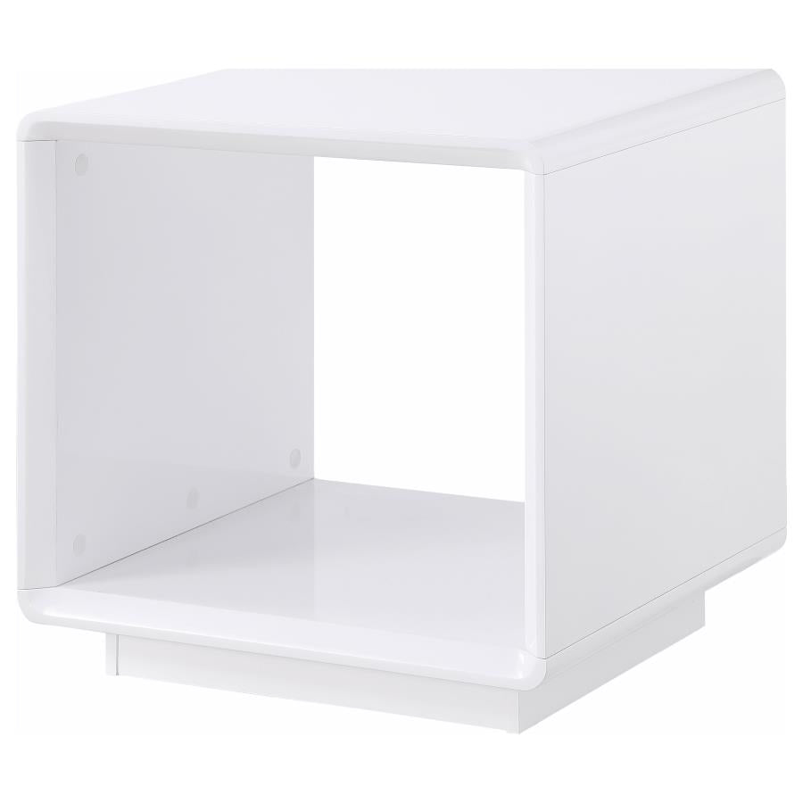 Paseo Square End Side Table White High Gloss - 710767